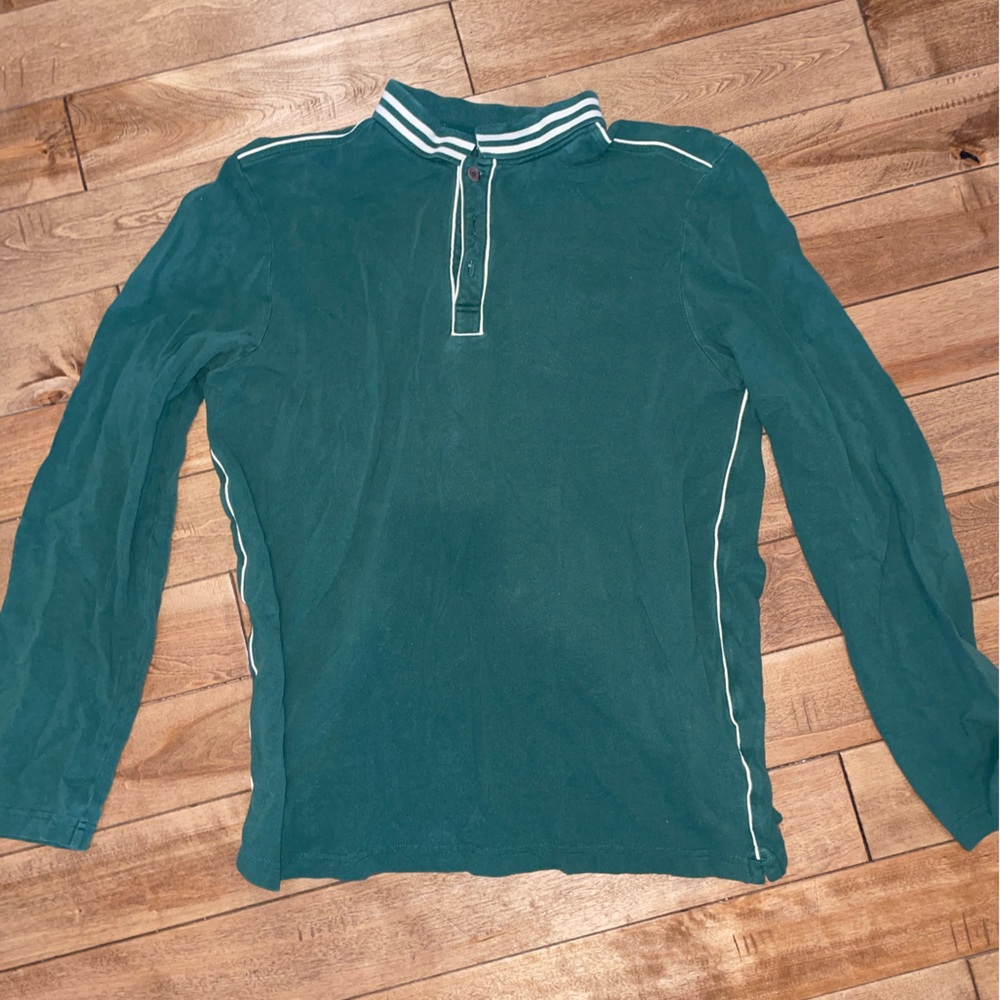 Fossil Men's Teal Zip-Up Sweater with White Accents